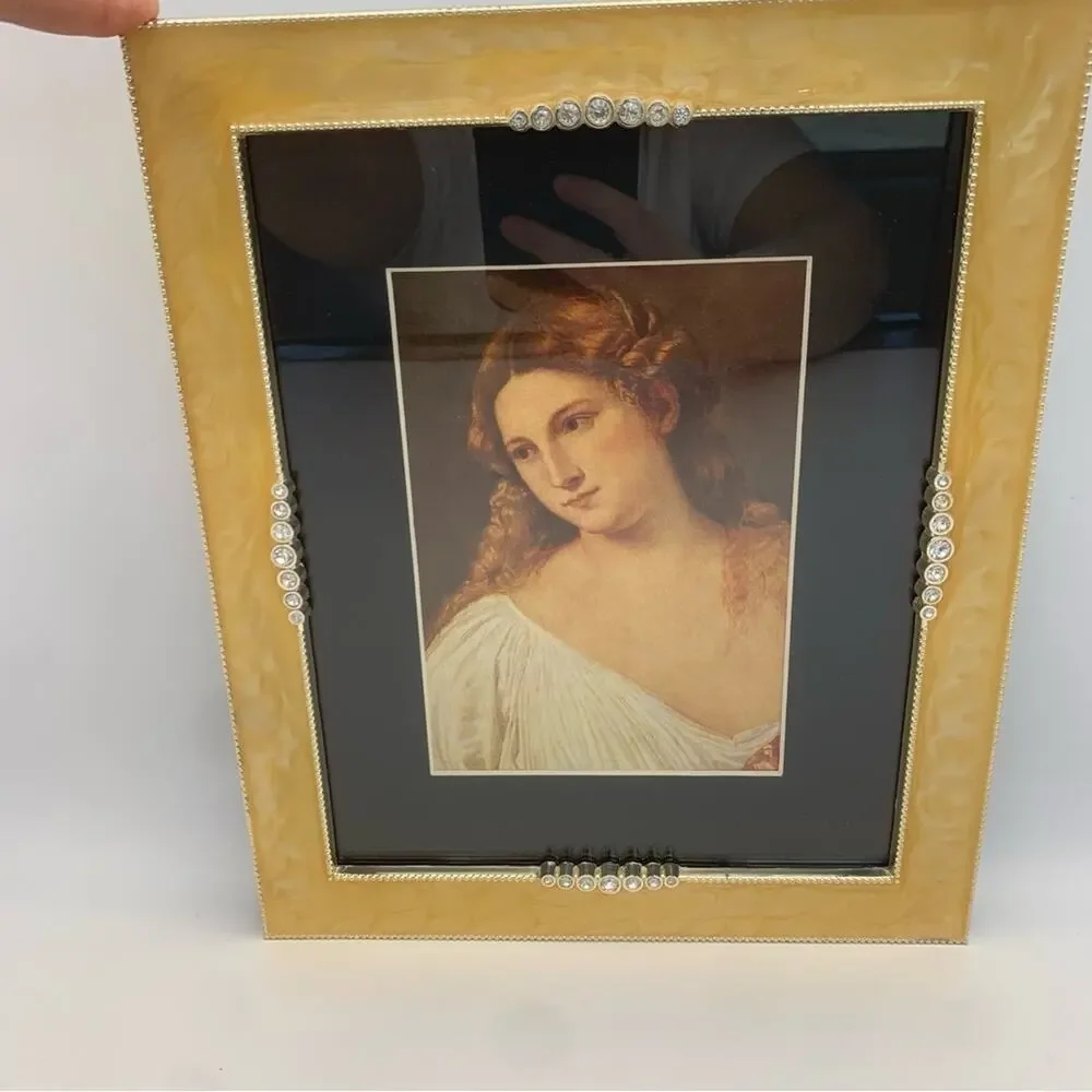 Gold Enamel Rhinestone Picture Frame - Picture 2 of 10